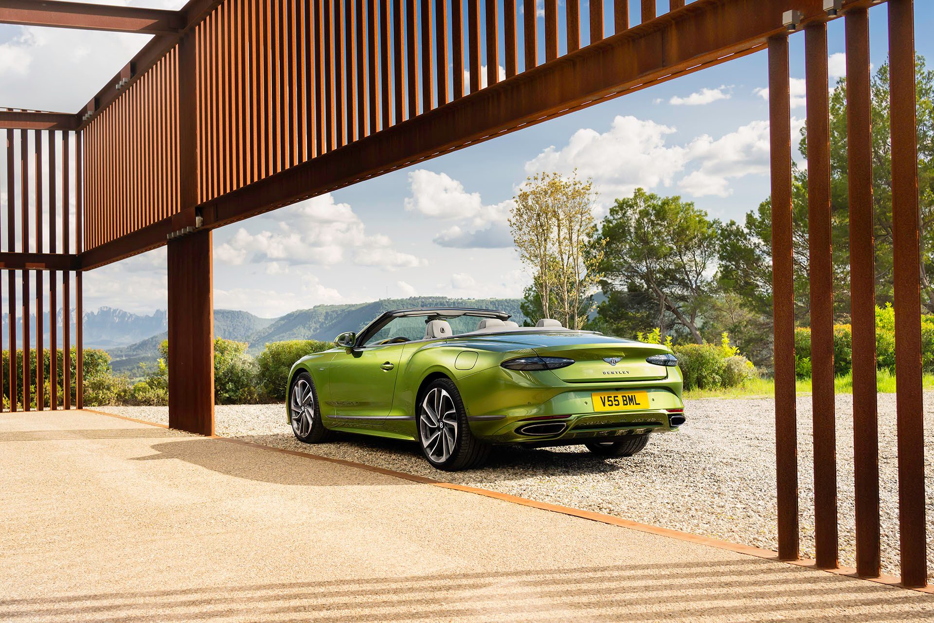 Bentley Continental GTC at rest, rear shot.