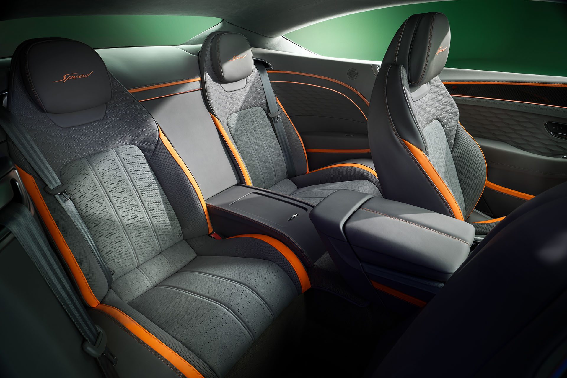 Rear seat area of the Bentley Continental GT Speed.