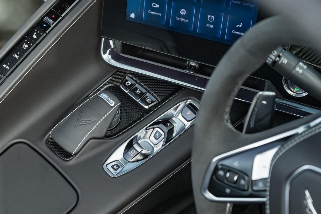 Gear selector panel on the Corvette Stingray 2024