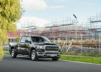 RAM 1500 Big Horn parked in front of a construction site in Auckland