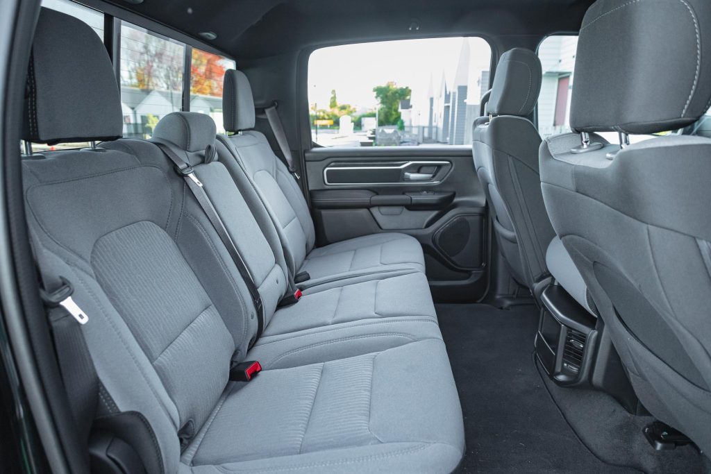 Wide interior rear seat view, inside the Ram 1500 Big Horn