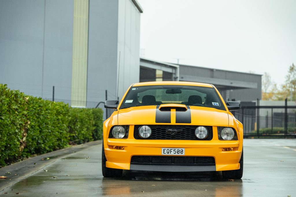 Front profile of the 2007 Ford Mustang GT in yellow