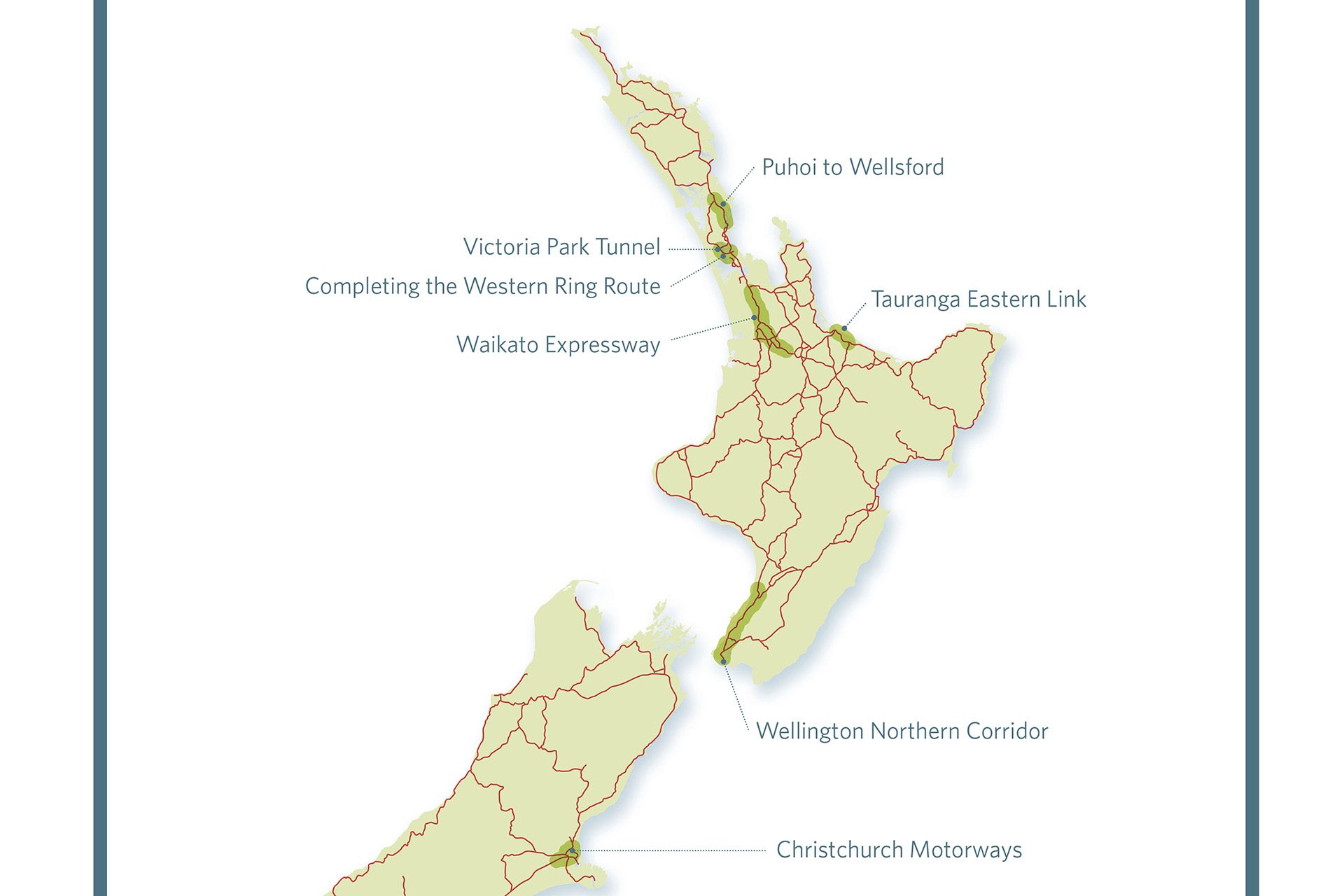 Roads of national significance with two new additions.  