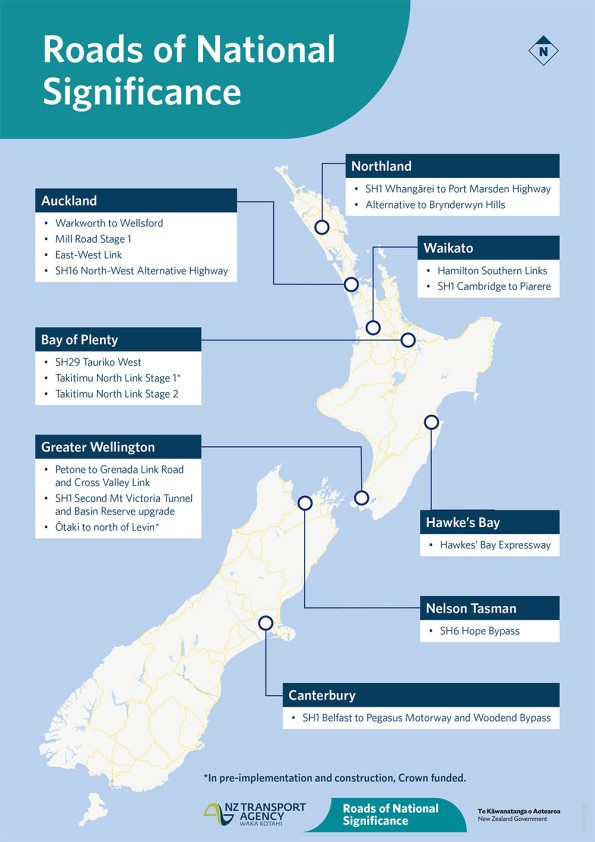 Roads of National Significance and where they are in New Zealand.