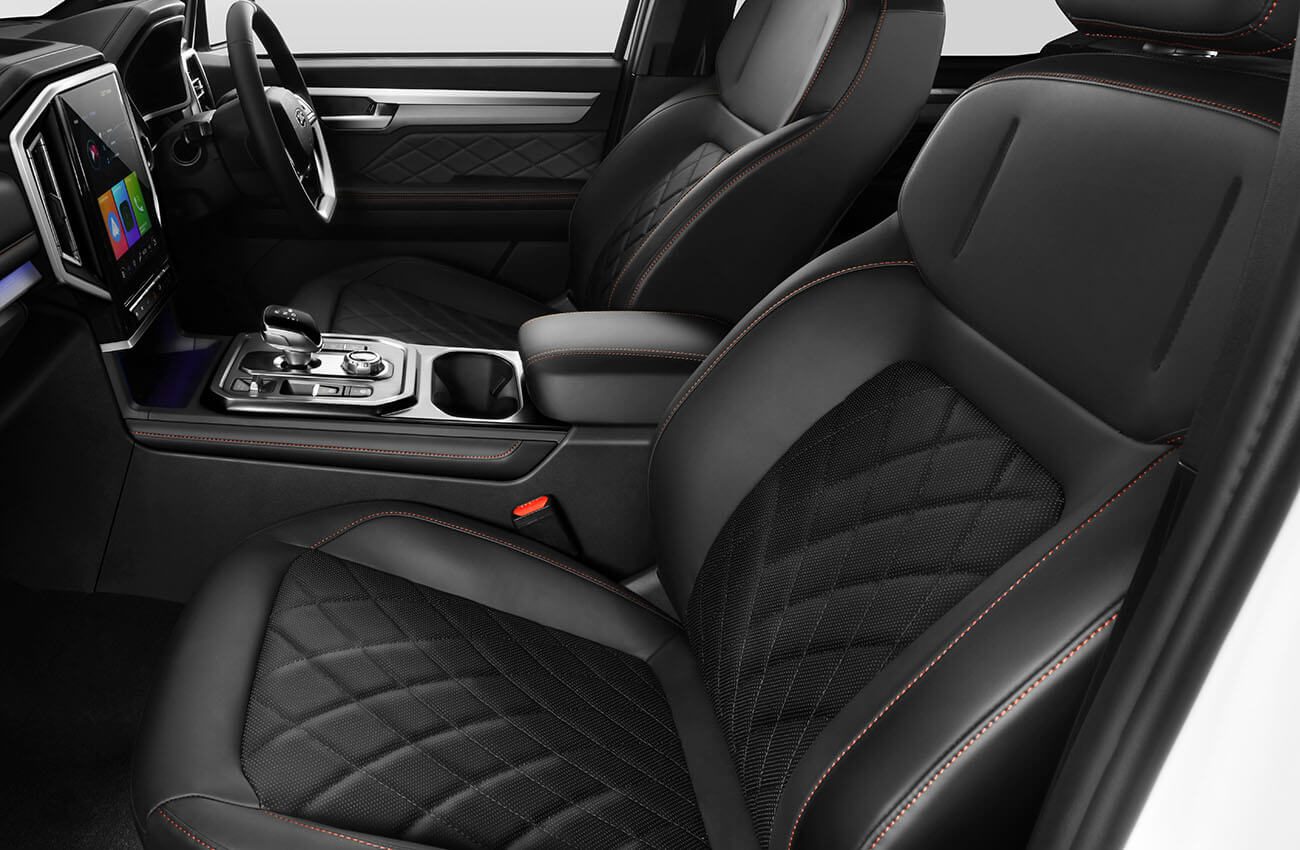 Interior features leather-like seat coverings.