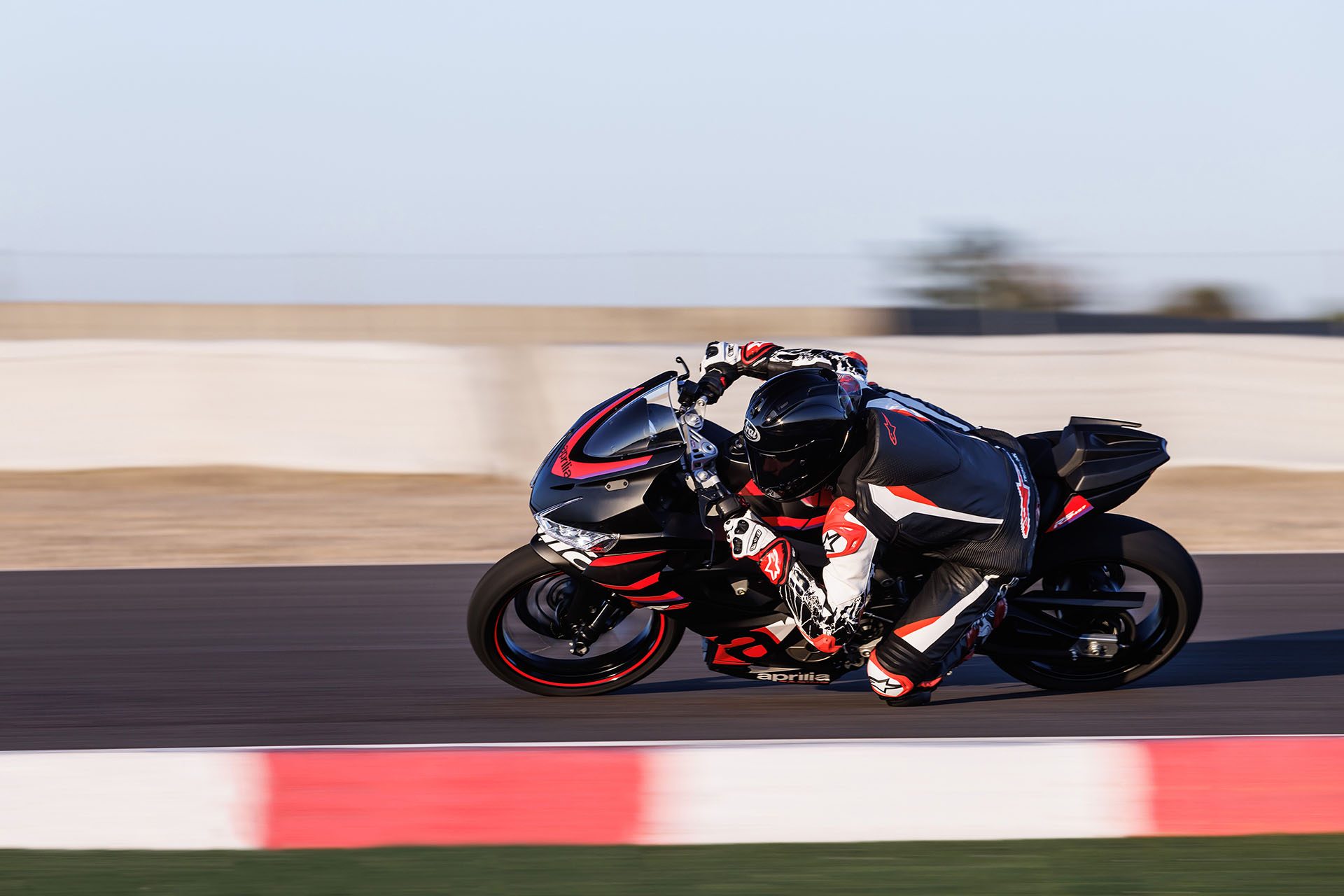 Aprilia RS 457 ridden here by MotoGP ace Maverick Vinales.