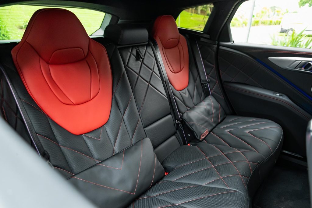 Rear seat space inside the BMW XM Label Red Edition