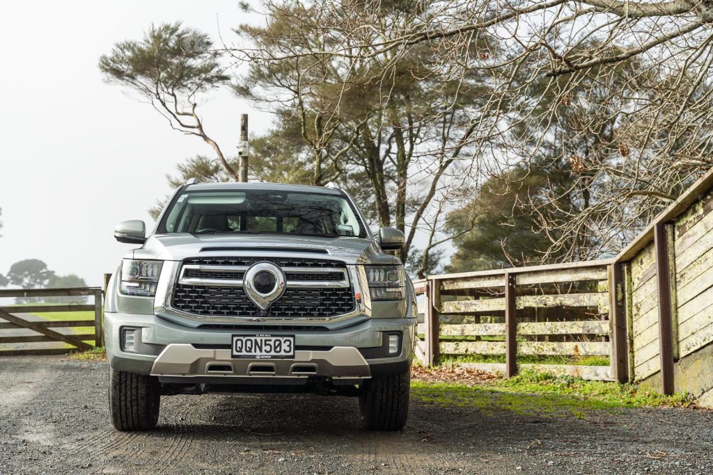 GWM Cannon Alpha Hybrid front profile, parked on gravel