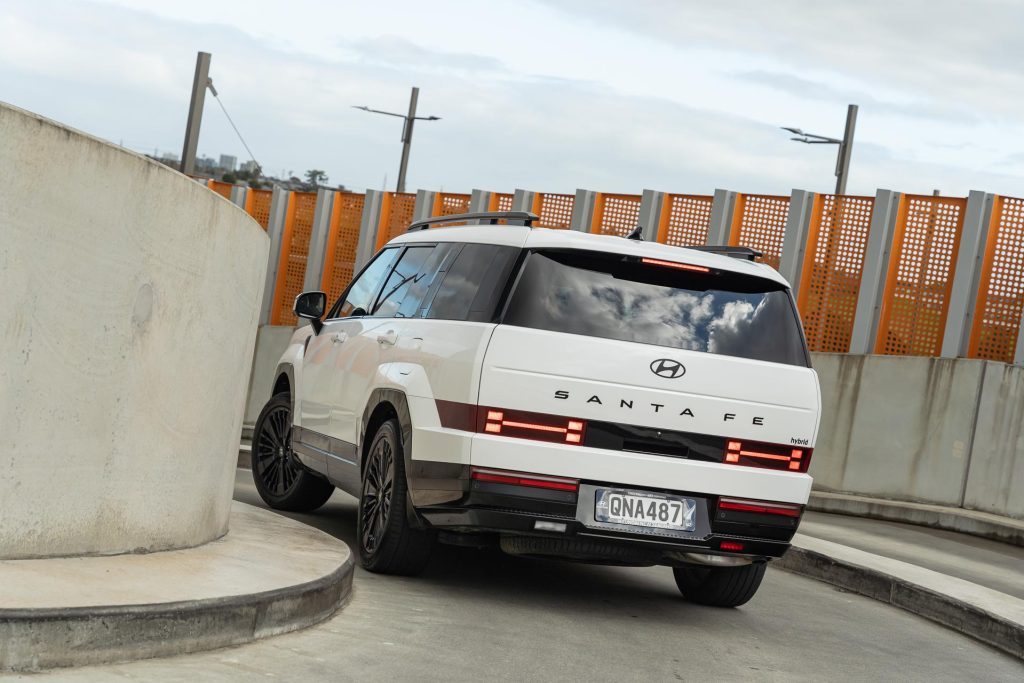 Rear view of the 2024 Hyundai Santa Fe Hybrid