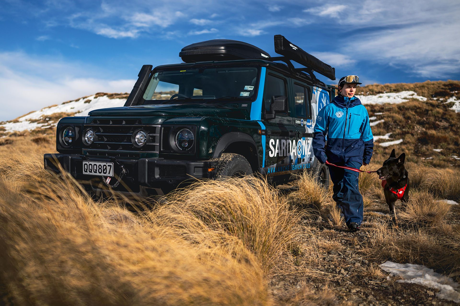 Rescue dog and handler set out on a mission.