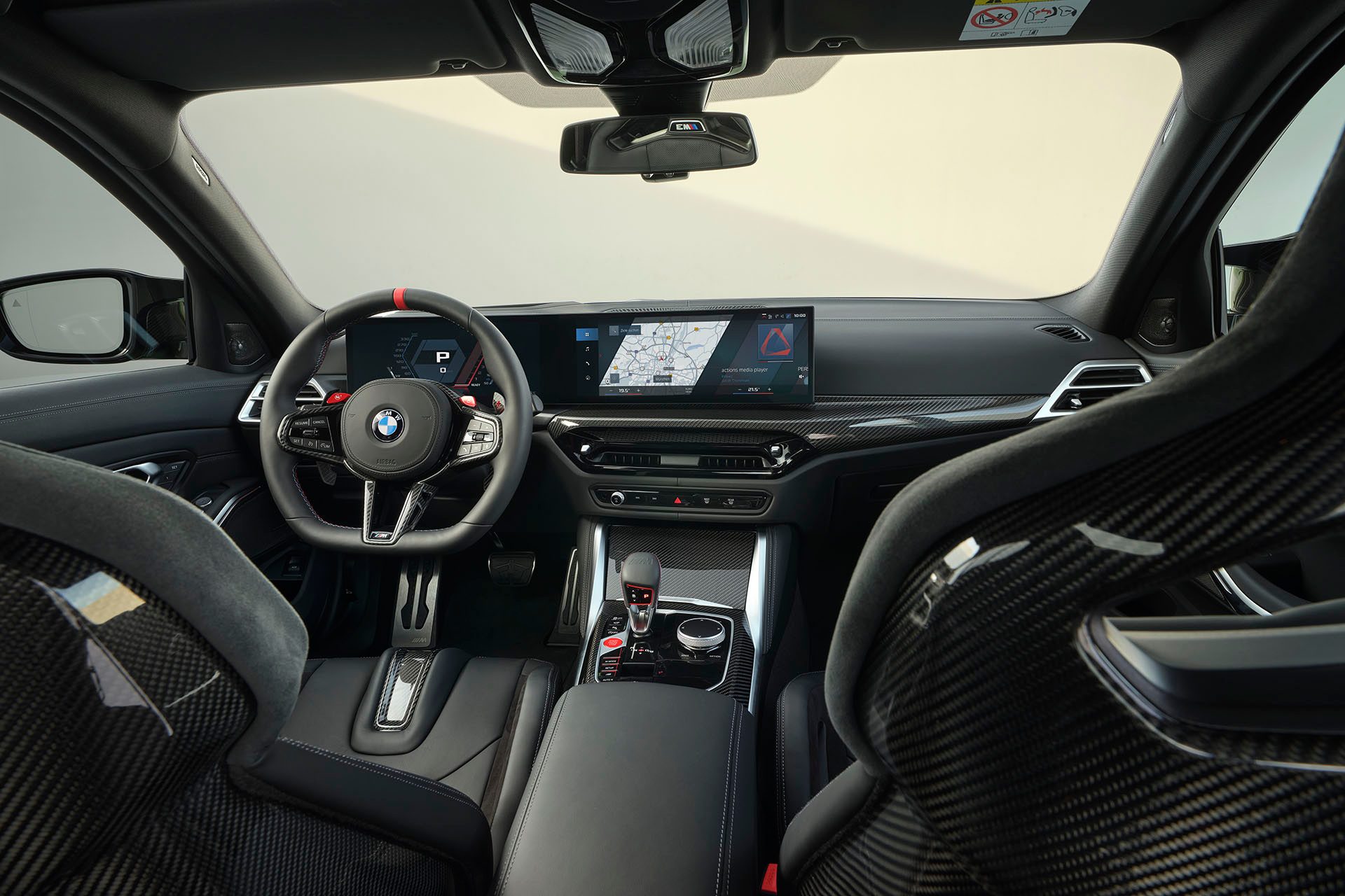 BMW M3 interior with the optional carbon fibre seats. 