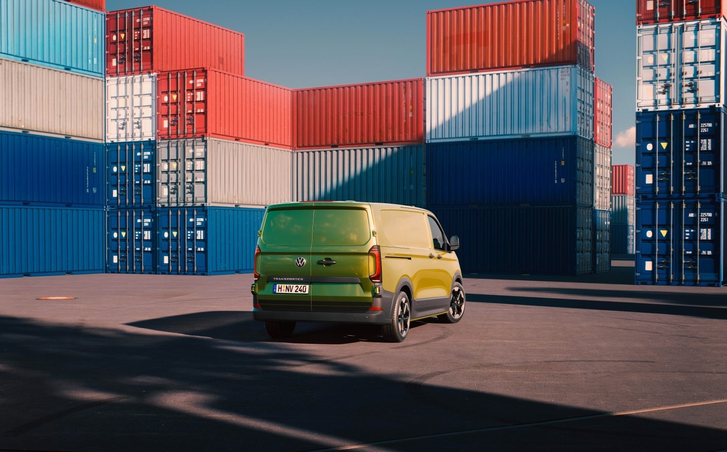 Rear of new Transporter features solid or glazed doors.