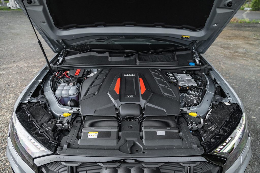 2024 Audi SQ7 TFSI engine bay with V8