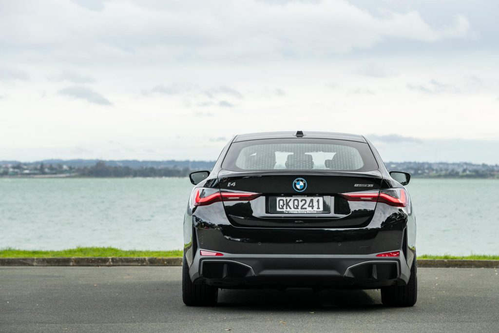 Rear profile of the 2024 BMW i4 eDrive35