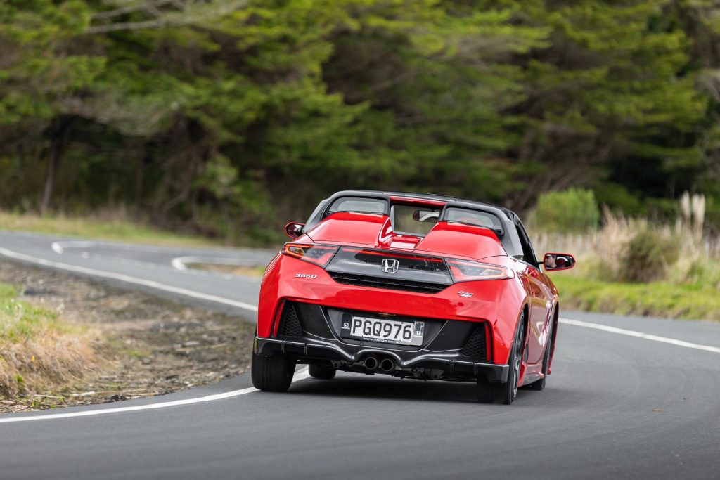 Rear cornering shot of the Honda S660 Mugen RA