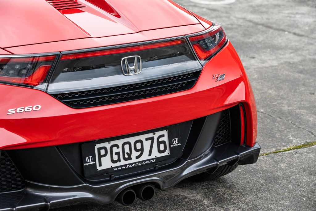 Rear diffuser and exhaust shot of the Honda S660 Mugen RA