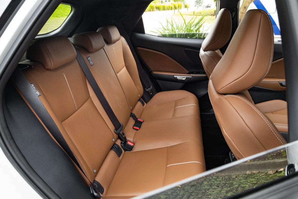 Rear seat space inside the 2024 Lexus LBX Relax