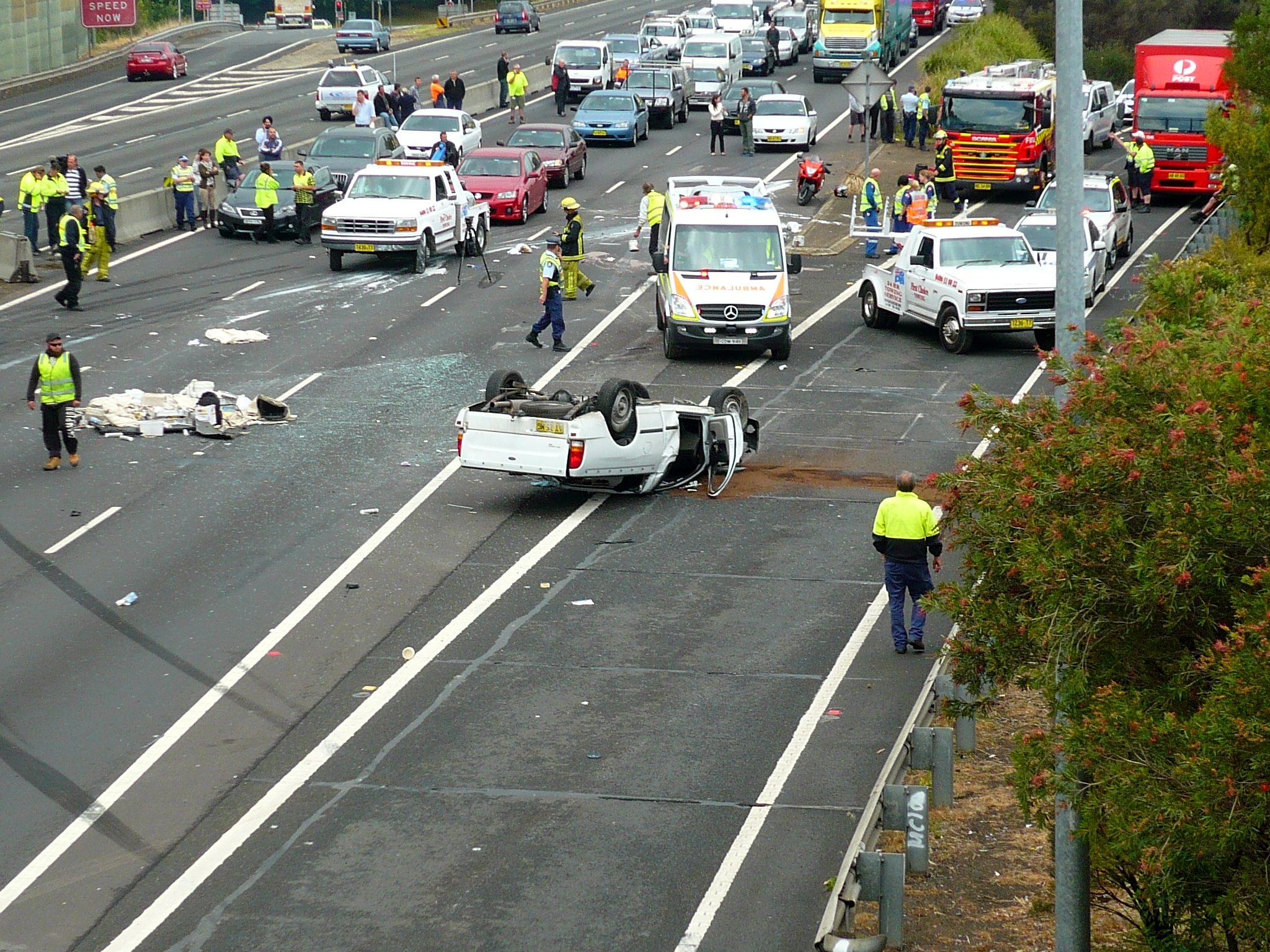 Scene of a typical motorway crash, this one in Sydney.