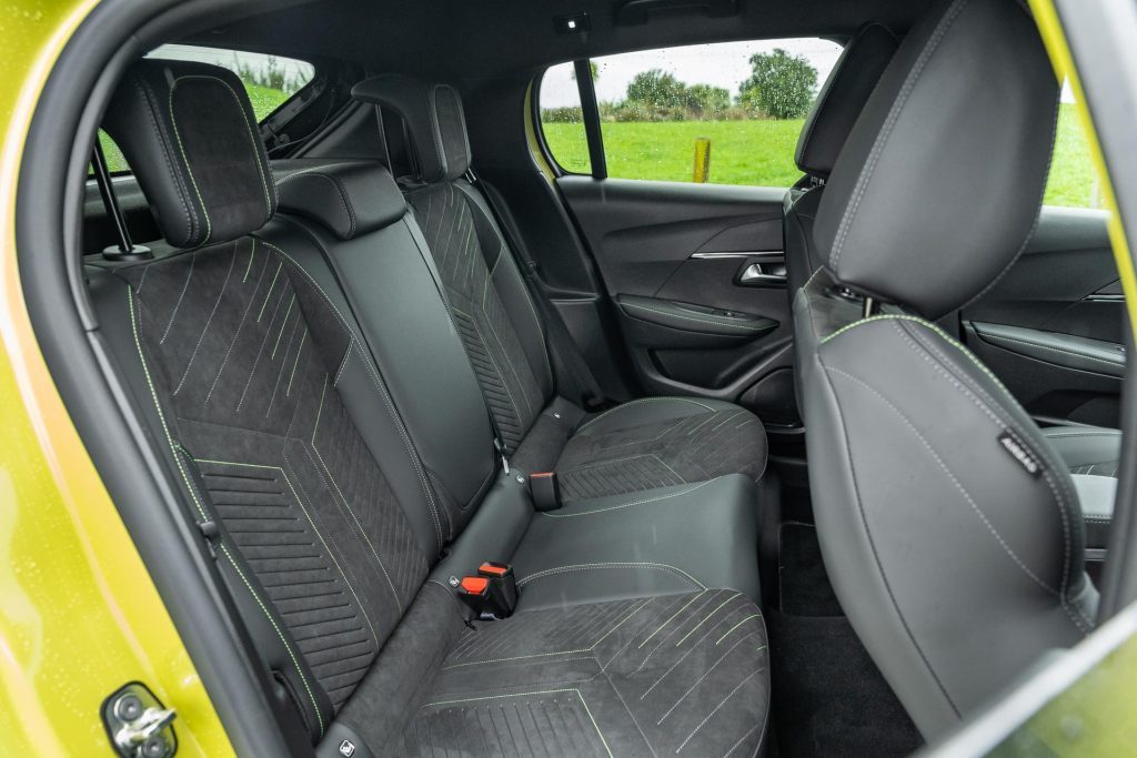 Rear seat space inside the 2024 Peugeot 208 GT Hybrid