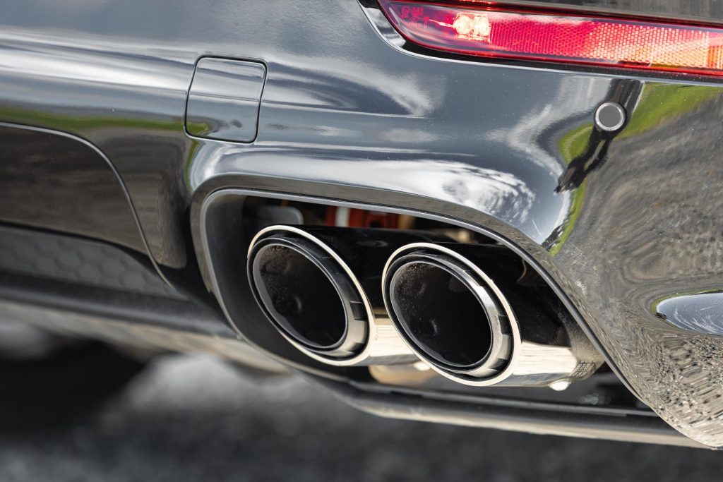 Exhaust detail on the 2024 Porsche Cayenne GTS