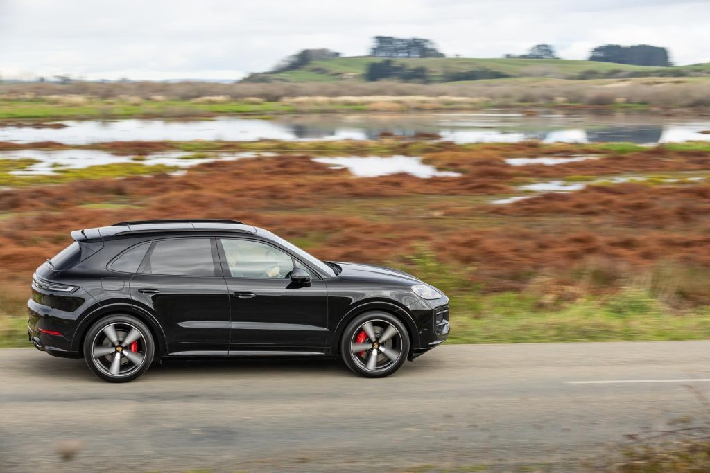 2024 Porsche Cayenne GTS side panning shot