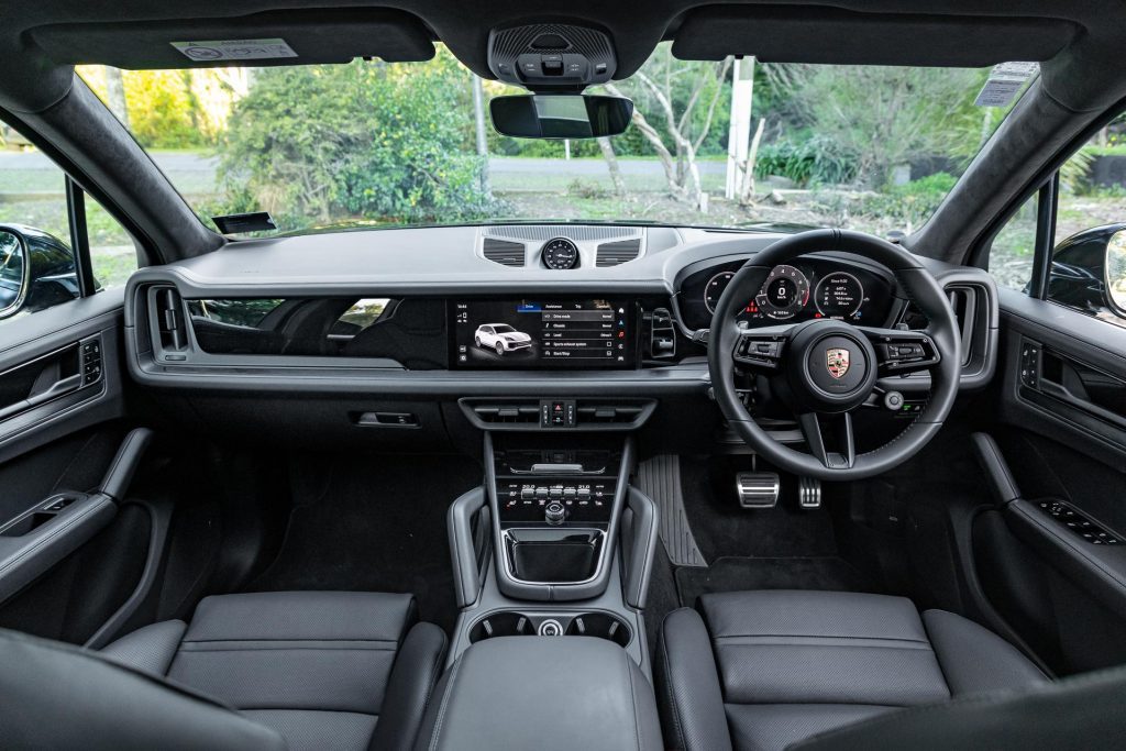 Wide interior view of the 2024 Porsche Cayenne GTS