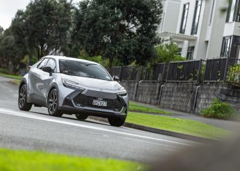 Toyota-C-HR-GXL-Hybrid taking a corner in a suburban neighbourhood