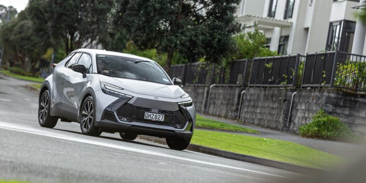 Toyota-C-HR-GXL-Hybrid taking a corner in a suburban neighbourhood