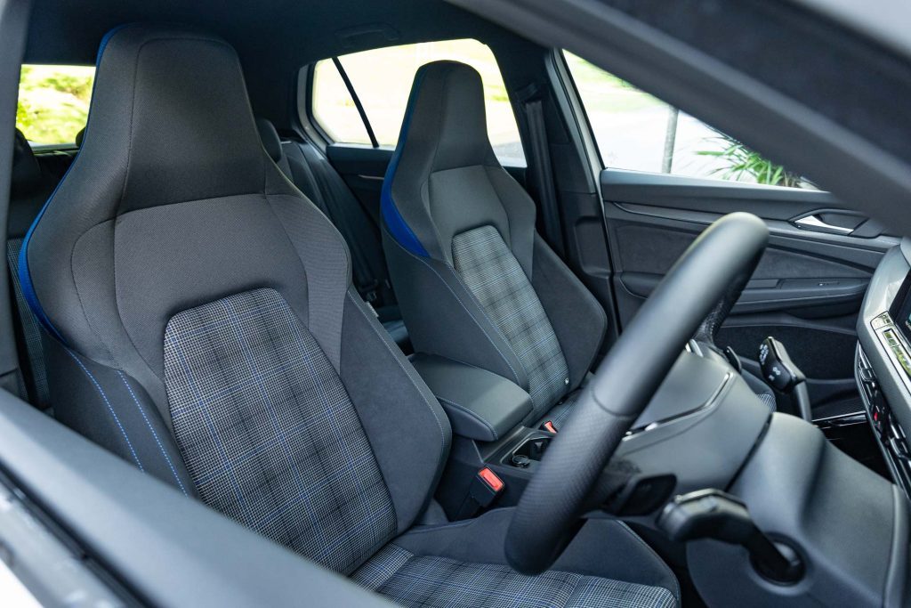 Front seats inside the 2024 Volkswagen Golf GTE