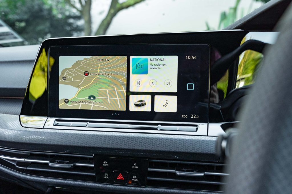 Infotainment screen of the 2024 Volkswagen Golf GTE