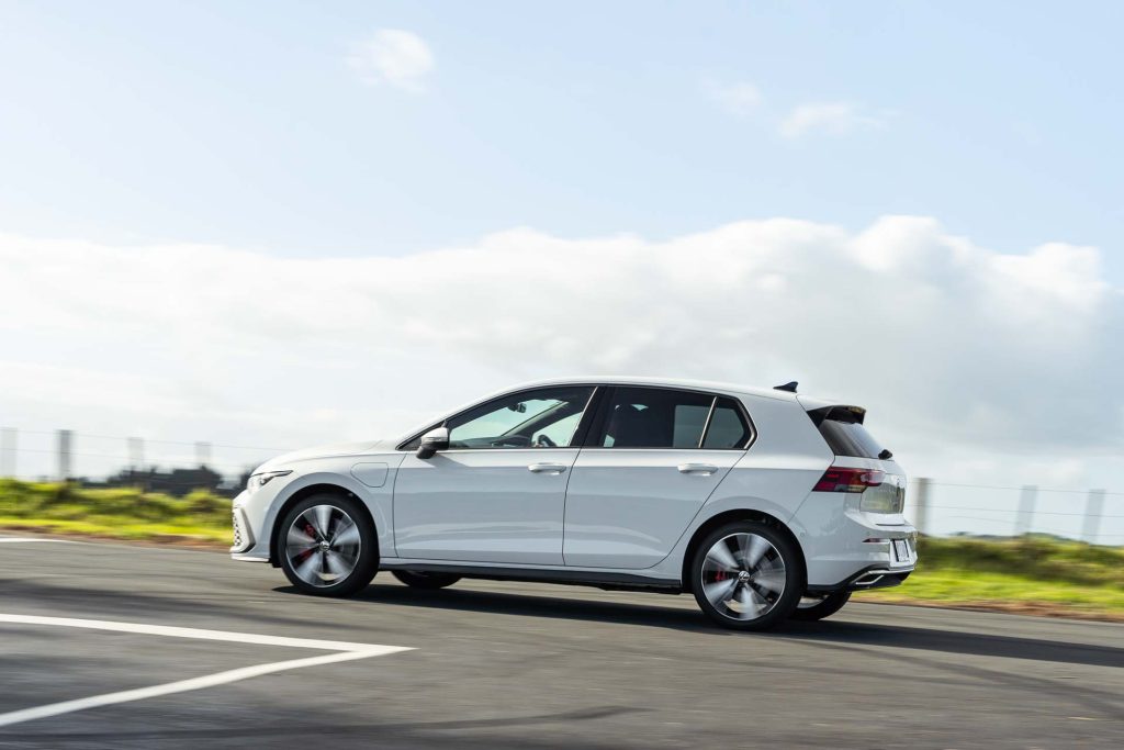 2024 Volkswagen Golf GTE side profile, in white