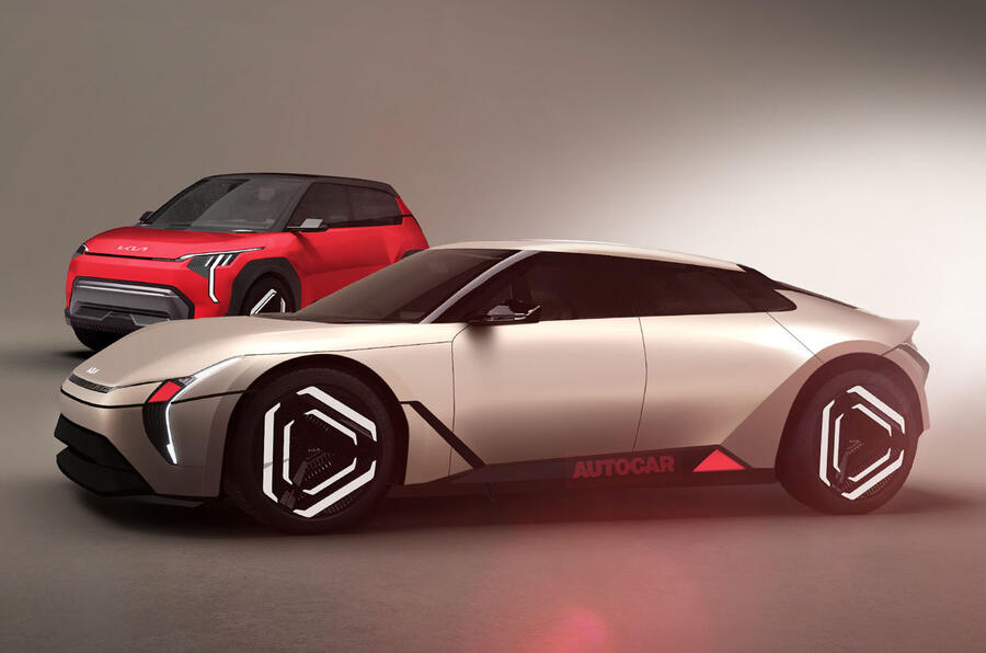 Kia electric city car and halo model based on the look of the Stinger. 