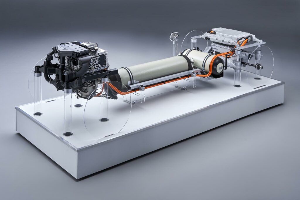 This is the guts of the BMW fuel cell vehicle (FCV).