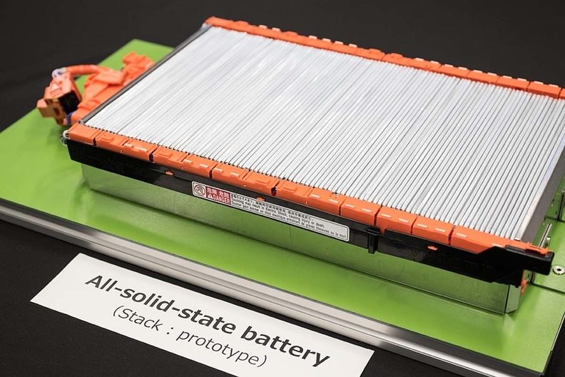 This is a prototype version of Toyota's solid-state battery pack.