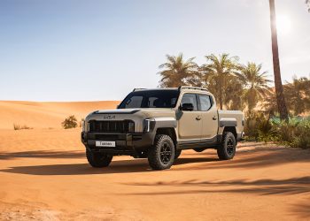 Kia Tasman ute in the desert