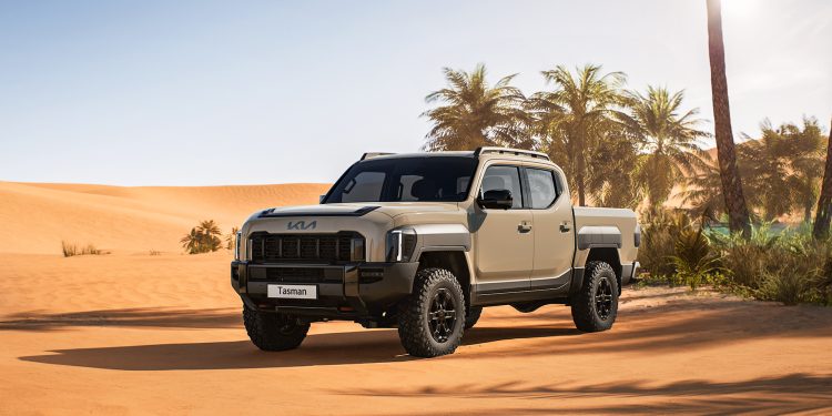 Kia Tasman ute in the desert