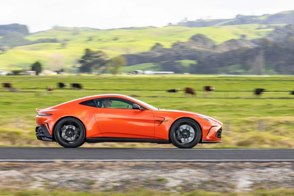 Vantage in Orange panning drive by shot