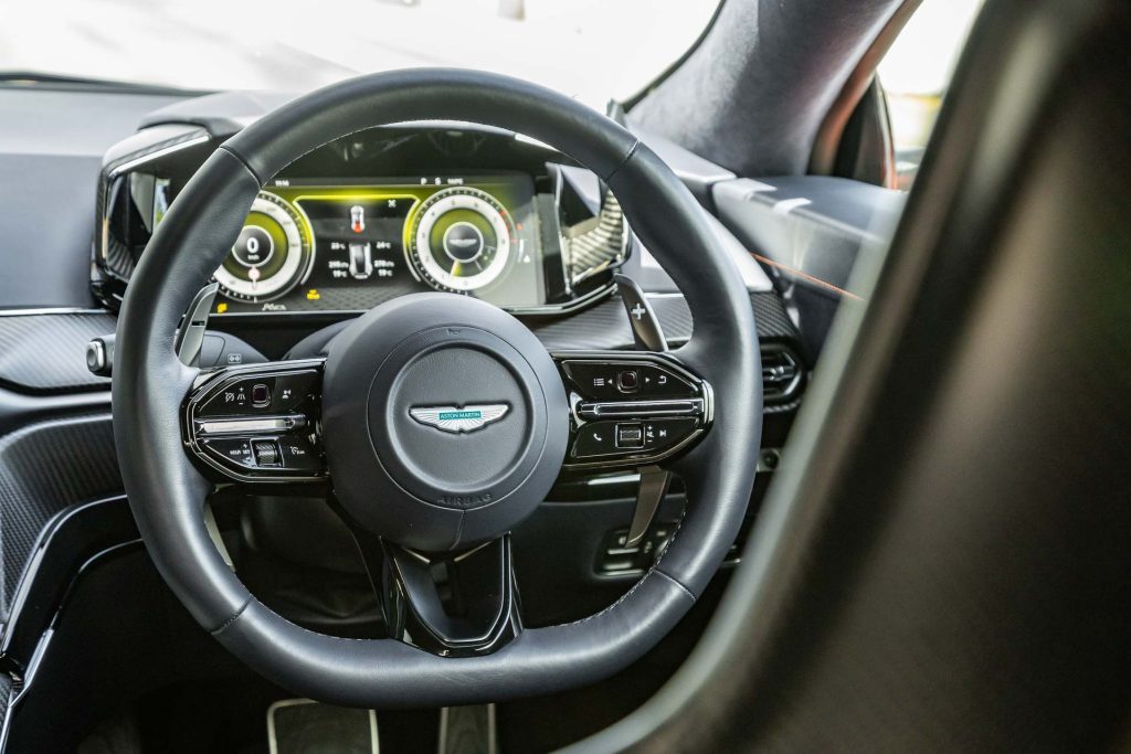 steering wheel detail Aston Martin