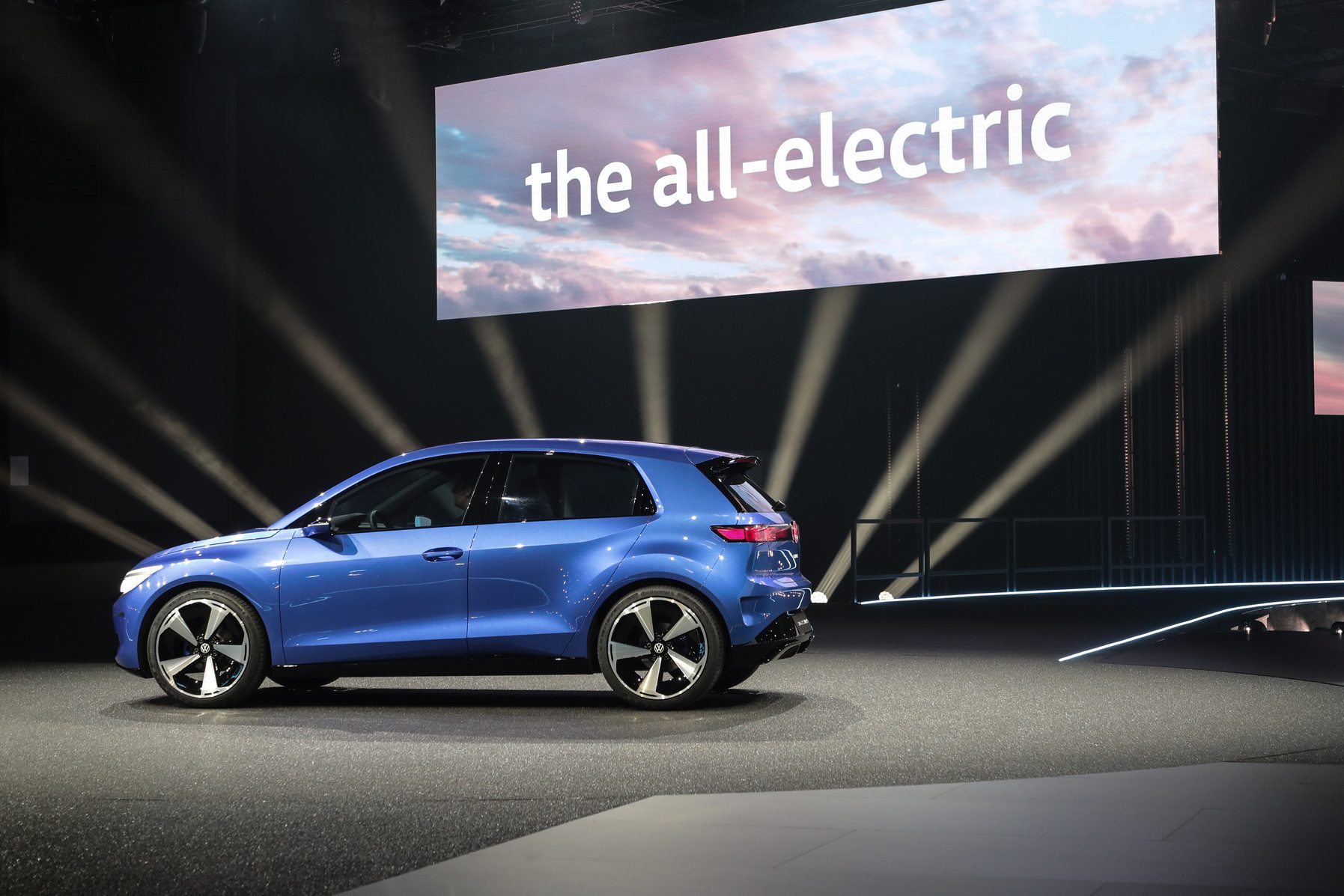 Small electric VW with a mix of conventional and ID styling cues.