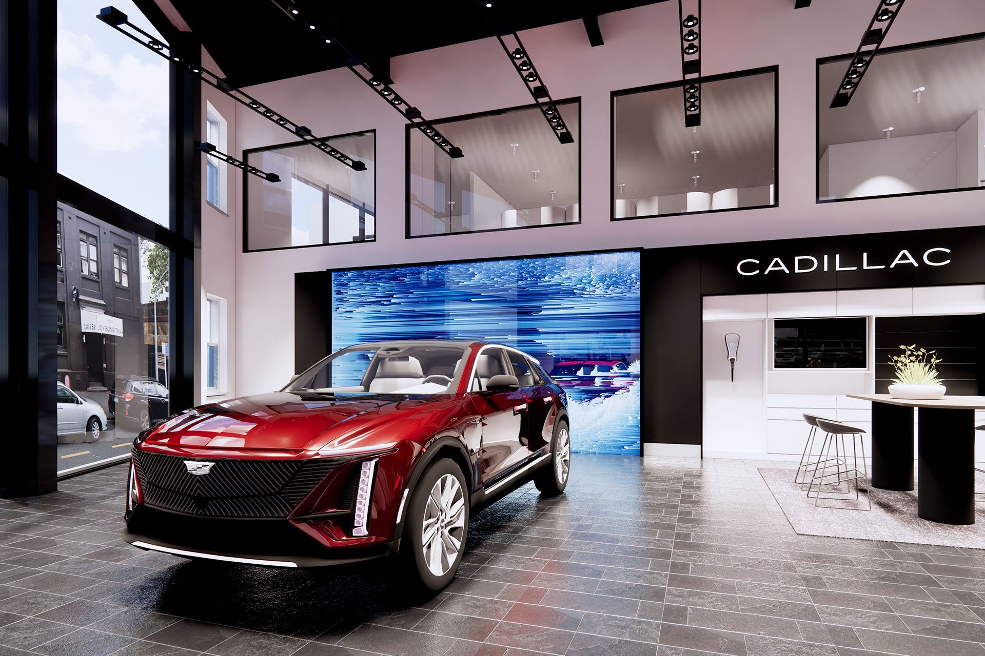 Cadillac parked in the Cadillac Experience store