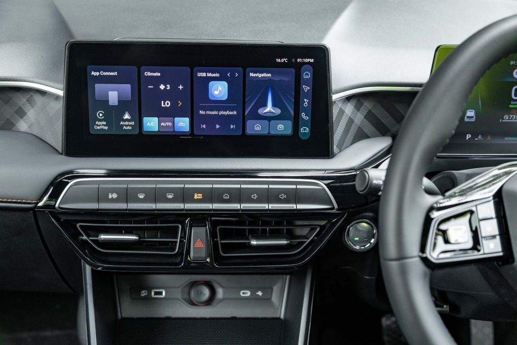 Infotainment screen inside the 2024 MG3 Hybrid Essence