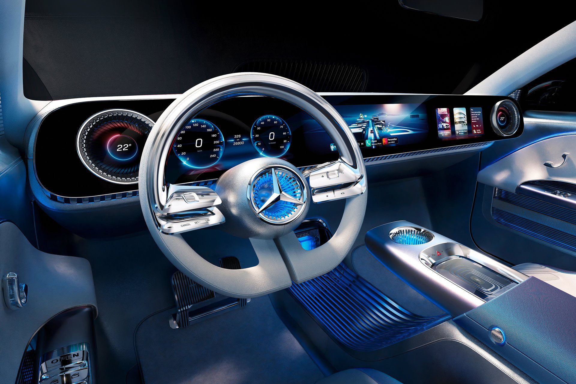 This is the CLA concept car's interior but production version will likely be similar.