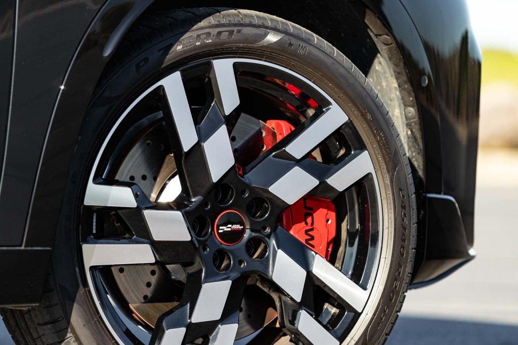 JCW brake caliper detail and wheel detail