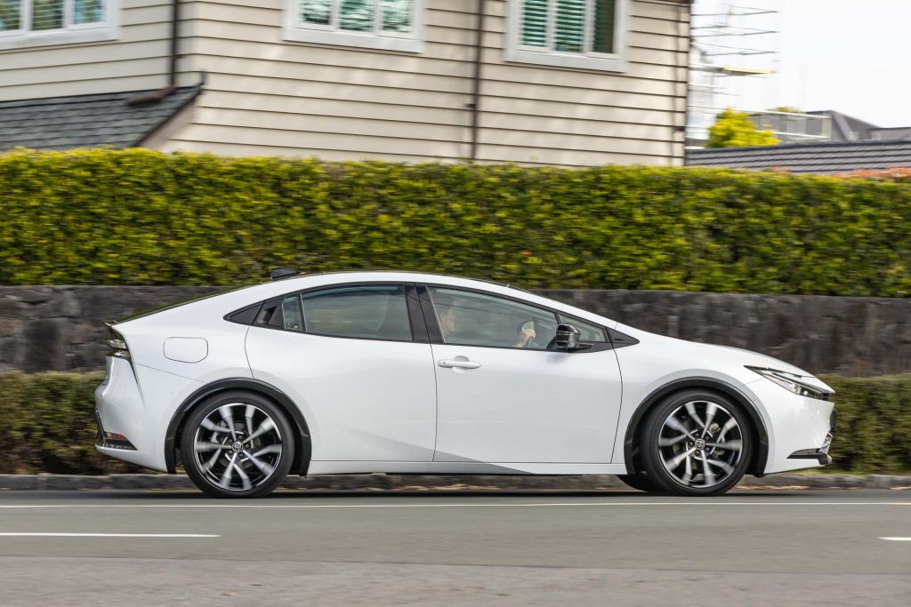 Side panning shot of the Toyota Prius