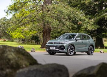 VW Tiguan R in green, parked at Cornwall Park Auckland