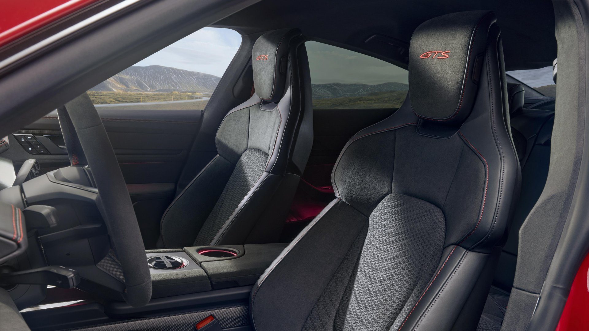 Sports seats with GTS logo embossed.