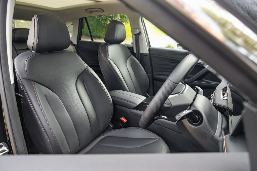 Wide shot front seat area of the MG HS