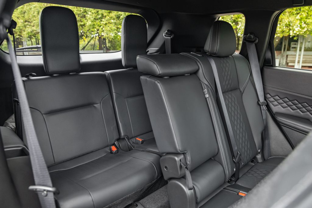 Rear seat row in new Outlander, with middle seat row still up