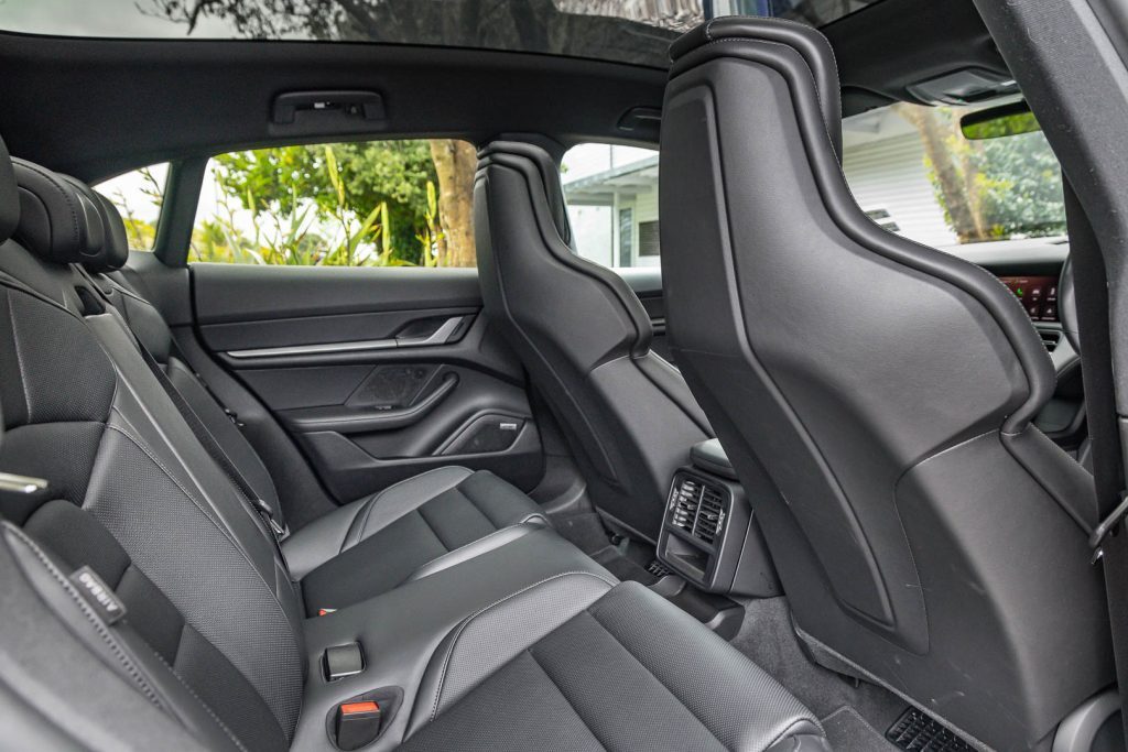 Rear seat layout inside the 2024 Porsche Taycan Cross Turismo