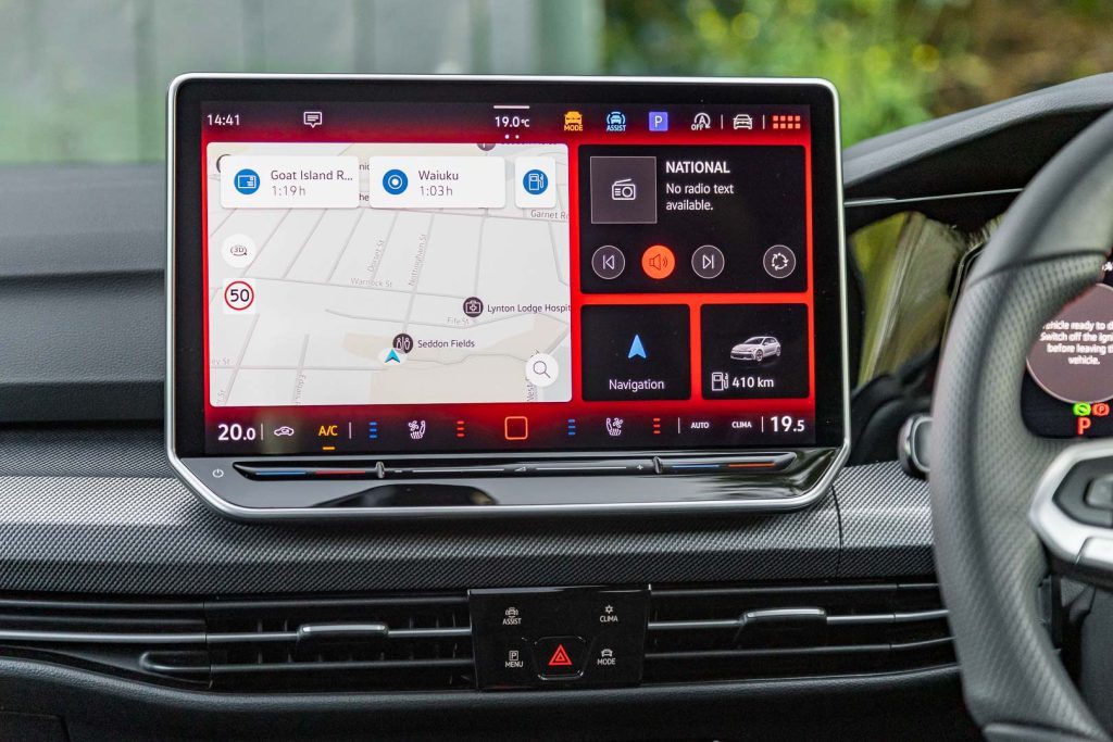 Infotainment screen on the Golf GTI